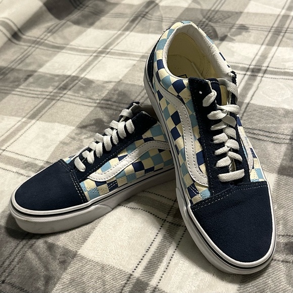 Vans Shoes - Vans Old Skool Suede/Canvas Navy w/ Blue & Ivory Checkered